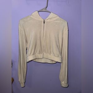 Hooded Velour Cropped Jacket